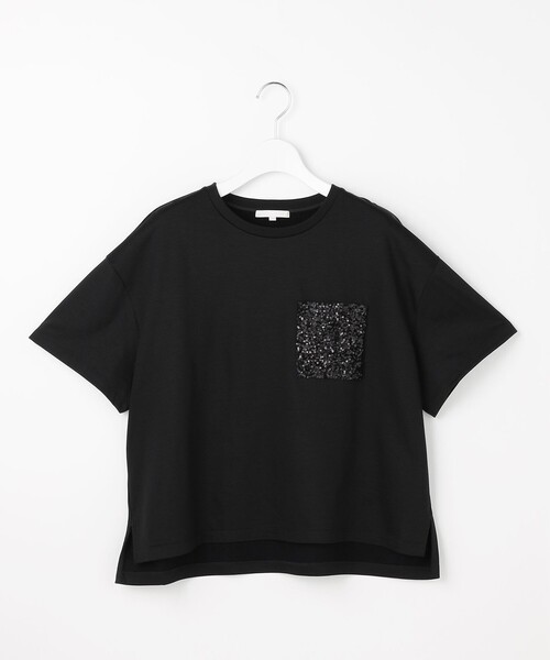 自由区(ジユウク)の「スパングルポケットTシャツ(Tシャツ/カットソー・レディース・アイボリー系/ブラック系/ブラウン系・38)」の9枚目の写真