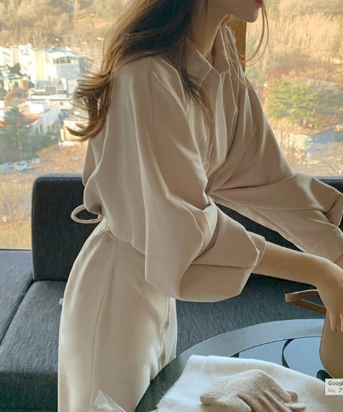 Emilie(エミリー)の「シアークリンクルドロストワンピース(ワンピース・レディース・ブラック/ベージュ・FREE)」の8枚目の写真