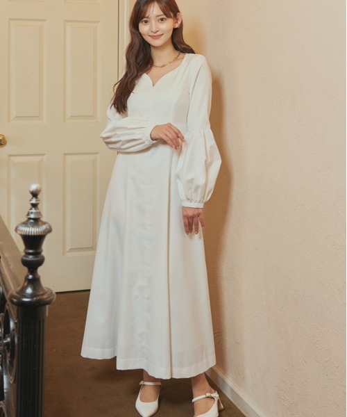 ORGUE(オルグ)の「Heart Neck One-Piece/ハートネックワンピース(ワンピース・レディース・ネイビー/ホワイト・MEDIUM/SMALL)」の6枚目の写真