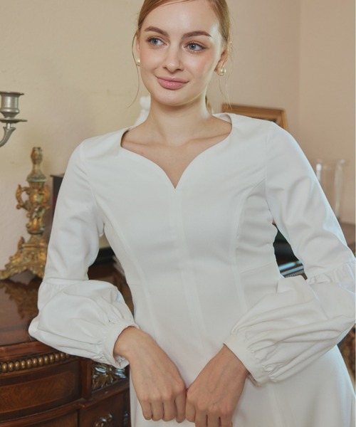 ORGUE(オルグ)の「Heart Neck One-Piece/ハートネックワンピース(ワンピース・レディース・ネイビー/ホワイト・MEDIUM/SMALL)」の3枚目の写真