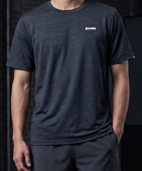 K-SWISS(ケースイス)の「【K-SWISS/ケースイス】杢天竺プリントクルーTシャツ/クルーネック ジム ランニング 通勤 休日(Tシャツ/カットソー・メンズ・ネイビー/ブラック/レッド・X-LARGE/LARGE/MEDIUM)」の4枚目の写真