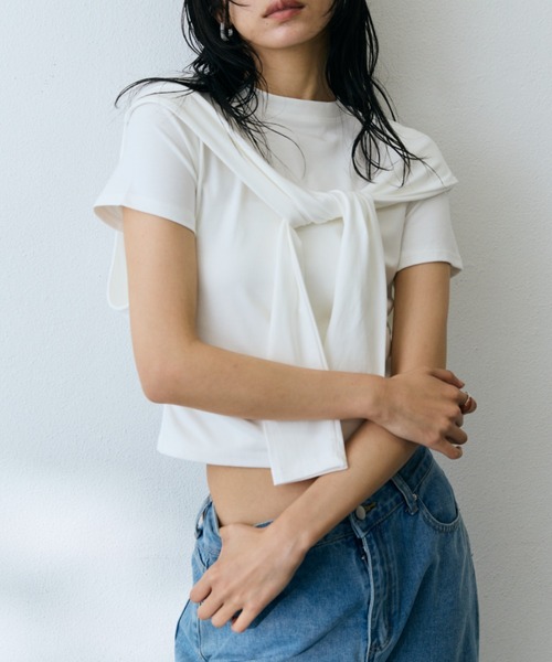 DRWCYS（ドロシーズ）の「モードタイレイヤードトップス（Tシャツ/カットソー・レディース・ホワイト/ブラック・FREE）」の17枚目の写真