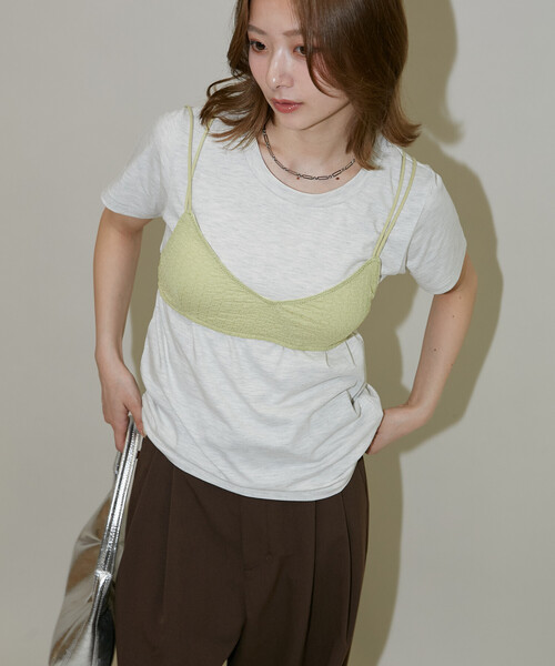PUBLUX（パブリュクス）の「PUBLUX/パブリュクス ＜セットアイテム＞チビブラ セット Tシャツ　限定展開（Tシャツ/カットソー・レディース・オフホワイト/グレー/チャコールグレー・ﾌﾘ-）」の3枚目の写真