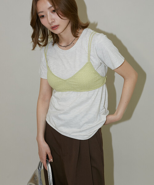 PUBLUX（パブリュクス）の「PUBLUX/パブリュクス ＜セットアイテム＞チビブラ セット Tシャツ　限定展開（Tシャツ/カットソー・レディース・オフホワイト/グレー/チャコールグレー・ﾌﾘ-）」の12枚目の写真