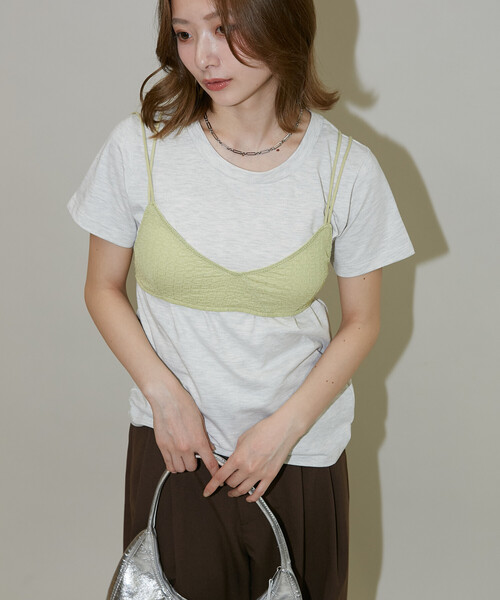 PUBLUX（パブリュクス）の「PUBLUX/パブリュクス ＜セットアイテム＞チビブラ セット Tシャツ　限定展開（Tシャツ/カットソー・レディース・オフホワイト/グレー/チャコールグレー・ﾌﾘ-）」の14枚目の写真