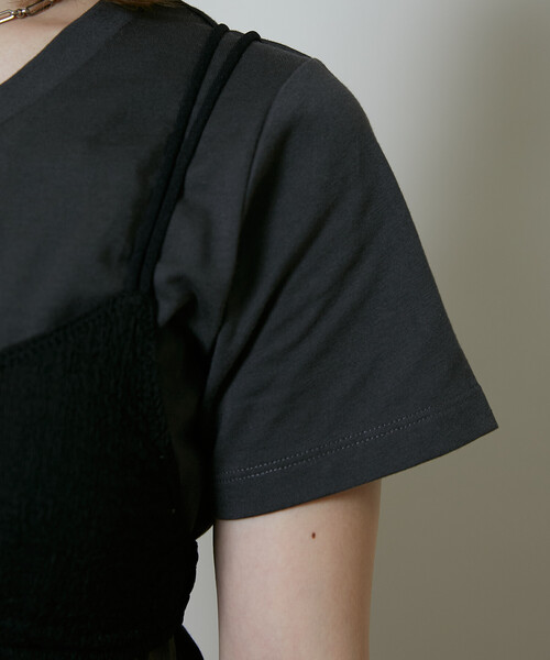 PUBLUX（パブリュクス）の「PUBLUX/パブリュクス ＜セットアイテム＞チビブラ セット Tシャツ　限定展開（Tシャツ/カットソー・レディース・オフホワイト/グレー/チャコールグレー・ﾌﾘ-）」の6枚目の写真