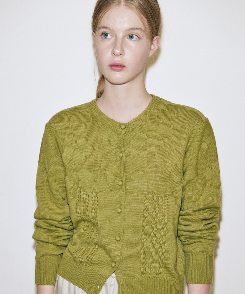 SINOON(シヌーン)の「Reverse Flower Cardigan (Olive)(カーディガン/ボレロ・レディース・オリーブ・FREE)」の3枚目の写真