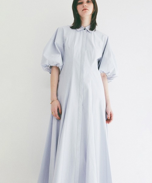 CLANE(クラネ)の「FORM SLEEVE PANEL LINE SHIRT ONEPIECE(ワンピース・レディース・ブラック/サックスブルー/ホワイト・0/2/1)」の3枚目の写真