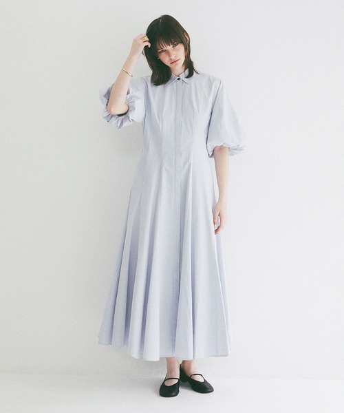 CLANE(クラネ)の「FORM SLEEVE PANEL LINE SHIRT ONEPIECE(ワンピース・レディース・ブラック/サックスブルー/ホワイト・0/2/1)」の16枚目の写真