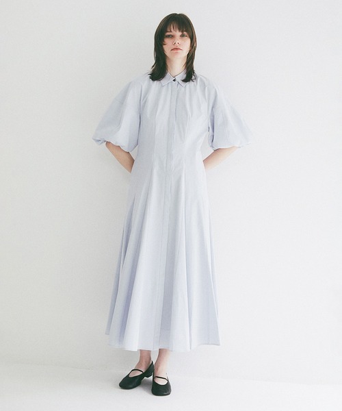 CLANE(クラネ)の「FORM SLEEVE PANEL LINE SHIRT ONEPIECE(ワンピース・レディース・ブラック/サックスブルー/ホワイト・0/2/1)」の17枚目の写真