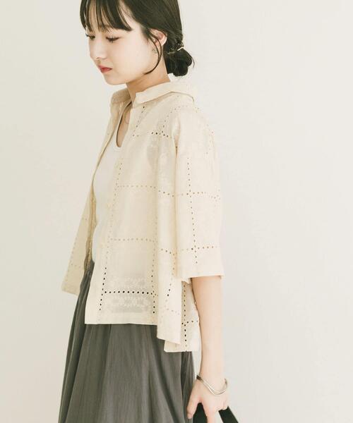 ITEMS URBANRESEARCH(アイテムズ アーバンリサーチ)の「ブロックレースシャツ(シャツ/ブラウス・レディース・ホワイト系その他/ブラック・FREE)」の21枚目の写真