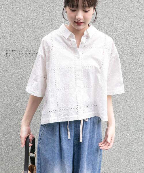 ITEMS URBANRESEARCH(アイテムズ アーバンリサーチ)の「ブロックレースシャツ(シャツ/ブラウス・レディース・ホワイト系その他/ブラック/ホワイト/ブラウン・FREE)」の8枚目の写真