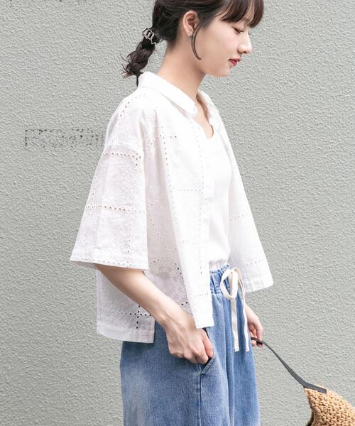 ITEMS URBANRESEARCH(アイテムズ アーバンリサーチ)の「ブロックレースシャツ(シャツ/ブラウス・レディース・ホワイト系その他/ブラック/ホワイト/ブラウン・FREE)」の9枚目の写真
