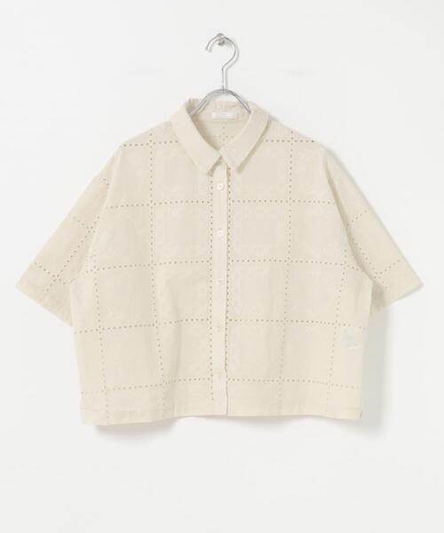 ITEMS URBANRESEARCH(アイテムズ アーバンリサーチ)の「ブロックレースシャツ(シャツ/ブラウス・レディース・ホワイト系その他/ブラック・FREE)」の5枚目の写真