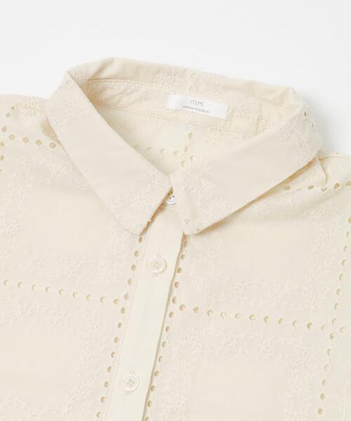 ITEMS URBANRESEARCH(アイテムズ アーバンリサーチ)の「ブロックレースシャツ(シャツ/ブラウス・レディース・ホワイト系その他/ブラック・FREE)」の6枚目の写真