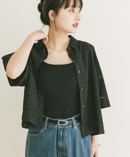 ITEMS URBANRESEARCH(アイテムズ アーバンリサーチ)の「ブロックレースシャツ(シャツ/ブラウス・レディース・ホワイト系その他/ブラック・FREE)」の11枚目の写真