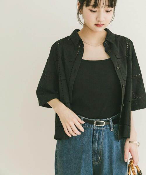 ITEMS URBANRESEARCH(アイテムズ アーバンリサーチ)の「ブロックレースシャツ(シャツ/ブラウス・レディース・ホワイト系その他/ブラック・FREE)」の12枚目の写真