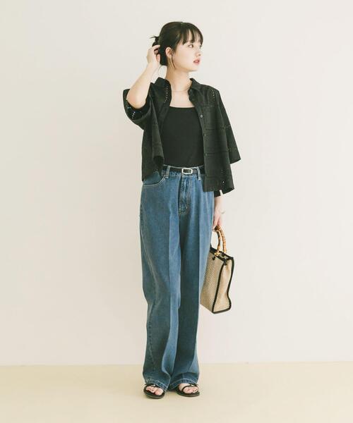 ITEMS URBANRESEARCH(アイテムズ アーバンリサーチ)の「ブロックレースシャツ(シャツ/ブラウス・レディース・ホワイト系その他/ブラック・FREE)」の13枚目の写真