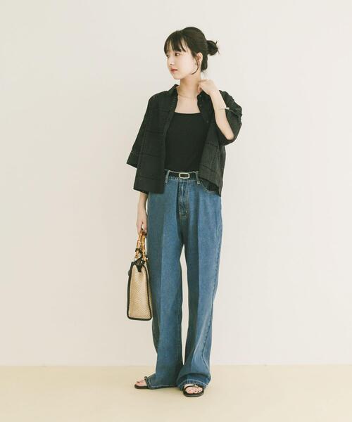 ITEMS URBANRESEARCH(アイテムズ アーバンリサーチ)の「ブロックレースシャツ(シャツ/ブラウス・レディース・ホワイト系その他/ブラック・FREE)」の14枚目の写真