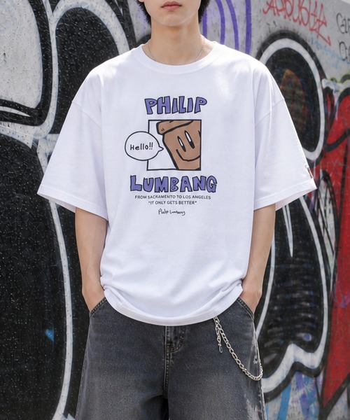 Philip Lumbang(フィリップランバン)の「【h】〔Philip Lumbang/フィリップランバン〕アソートアート プリント リラックスフィット 半袖Tシャツ(Tシャツ/カットソー・メンズ・ブラック系1/ホワイト系4/ブラック系2/ホワイト系3/ホワイト系2/ホワイト系1/ブラック系3/ブラック系4・LARGE/MEDIUM)」の2枚目の写真