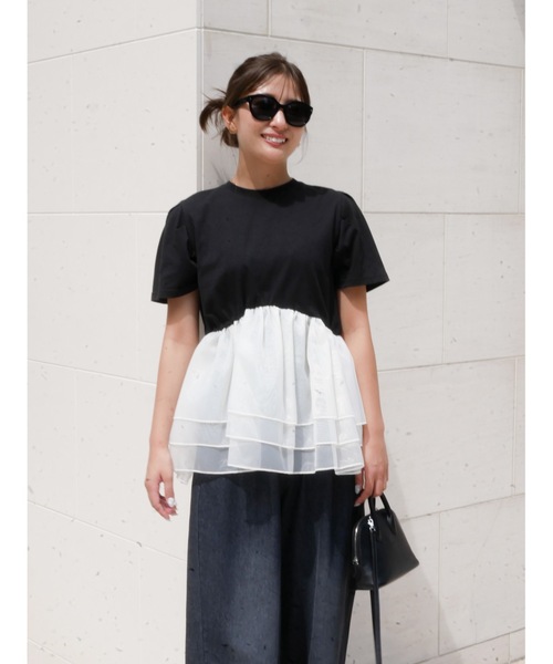 BeBeoD(べベッド)の「シアーフリルドッキングTシャツ(Tシャツ/カットソー・レディース・B/E/D/A/C・フリー)」の3枚目の写真