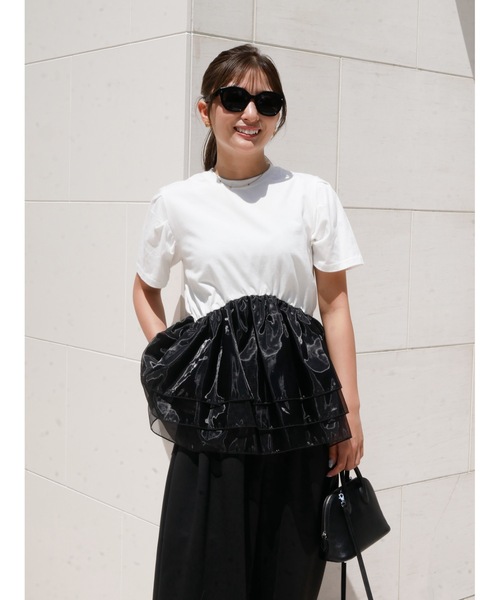 BeBeoD(べベッド)の「シアーフリルドッキングTシャツ(Tシャツ/カットソー・レディース・B/E/D/A/C・フリー)」の4枚目の写真