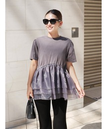 BeBeoD（べベッド）の「シアーフリルドッキングTシャツ（Tシャツ/カットソー）」