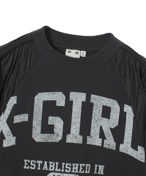 X-girl（エックスガール）の「JERSEY MIX CREWNECK TOP（スウェット・レディース・ブラック/オリーブ・S/M）」の9枚目の写真