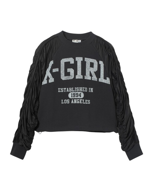 X-girl（エックスガール）の「JERSEY MIX CREWNECK TOP（スウェット・レディース・ブラック/オリーブ・S/M）」の7枚目の写真