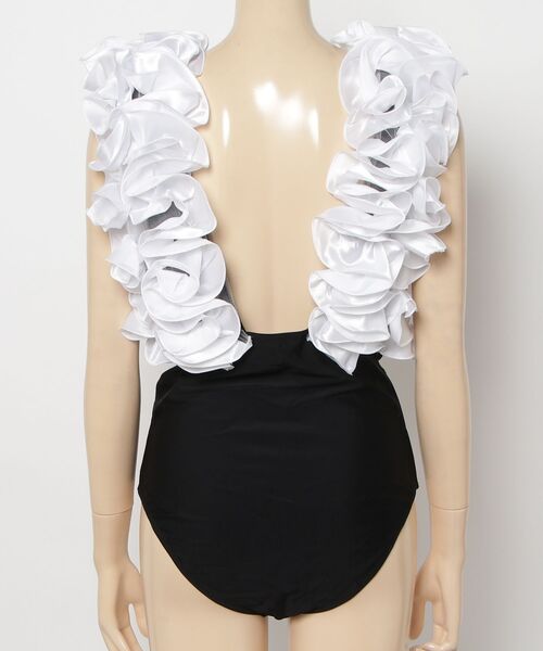 新品♡フリルワンピーススイムウェア ビッグフリル Vネックワンピーススイムウェア（水着）｜Lana821