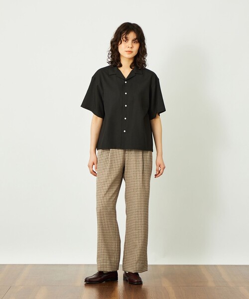 MACKINTOSH PHILOSOPHY(マッキントッシュ フィロソフィー)の「GREY LABEL リネンミックスオープンカラーシャツ(シャツ/ブラウス・レディース・グリーン/ブラック・2/6)」の3枚目の写真