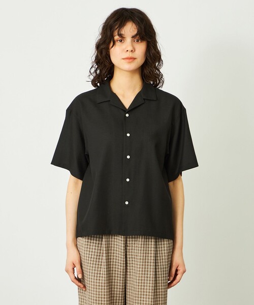 MACKINTOSH PHILOSOPHY(マッキントッシュ フィロソフィー)の「GREY LABEL リネンミックスオープンカラーシャツ(シャツ/ブラウス・レディース・グリーン/ブラック・2/6)」の5枚目の写真