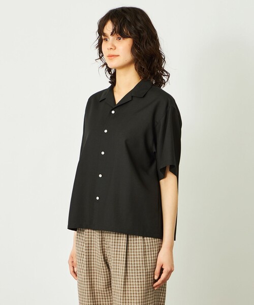 MACKINTOSH PHILOSOPHY(マッキントッシュ フィロソフィー)の「GREY LABEL リネンミックスオープンカラーシャツ(シャツ/ブラウス・レディース・グリーン/ブラック・2/6)」の6枚目の写真