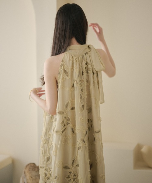 LAULEN(ローレン)の「chiffon ribbon halterneck embroidery dress /シフォンリボンホルター刺繍ロングドレス(ワンピース・レディース・ブラック/ピンク/ライトグリーン/ブラウン・FREE)」の19枚目の写真