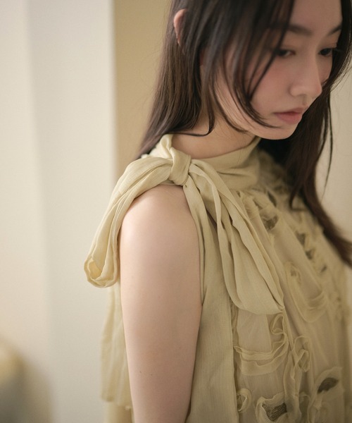 LAULEN(ローレン)の「chiffon ribbon halterneck embroidery dress /シフォンリボンホルター刺繍ロングドレス(ワンピース・レディース・ブラック/ピンク/ライトグリーン/ブラウン・FREE)」の22枚目の写真