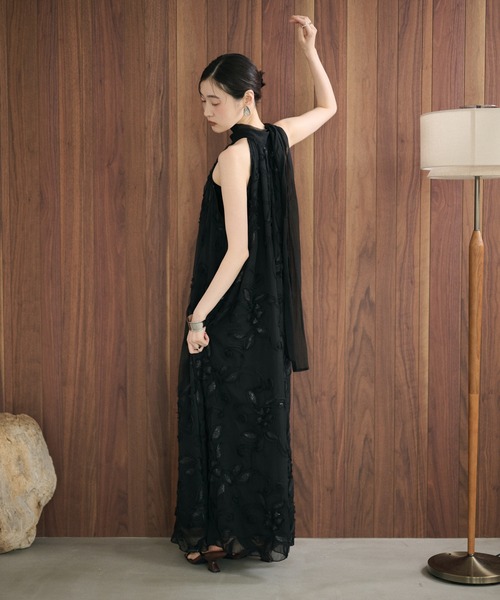 LAULEN(ローレン)の「chiffon ribbon halterneck embroidery dress /シフォンリボンホルター刺繍ロングドレス(ワンピース・レディース・ブラック/ピンク/ライトグリーン/ブラウン・FREE)」の17枚目の写真