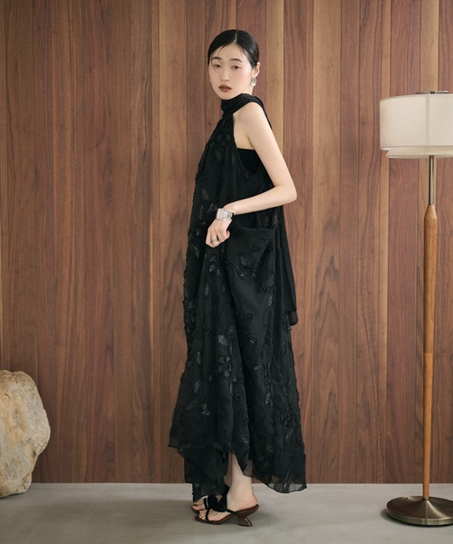 LAULEN(ローレン)の「chiffon ribbon halterneck embroidery dress /シフォンリボンホルター刺繍ロングドレス(ワンピース・レディース・ブラック/ピンク/ライトグリーン/ブラウン・FREE)」の18枚目の写真