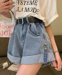 ロープアップ デニムショートパンツ