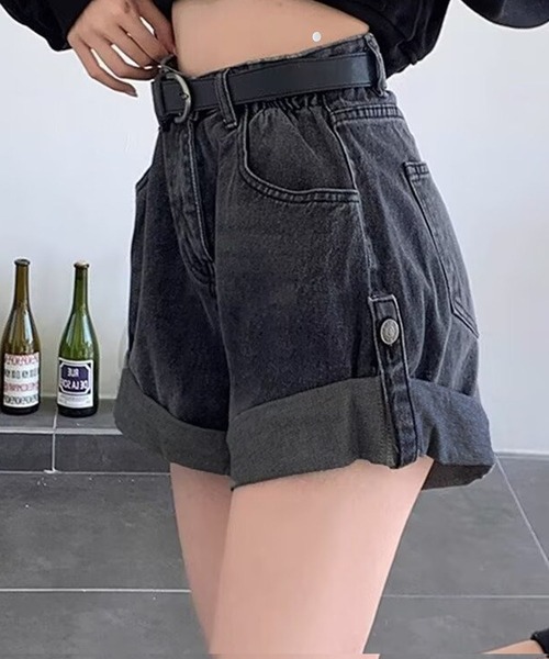 meJane(ミージェーン)の「ロープアップ デニムショートパンツ(デニムパンツ・レディース・ブルー/ブラック・L/M/S)」の9枚目の写真