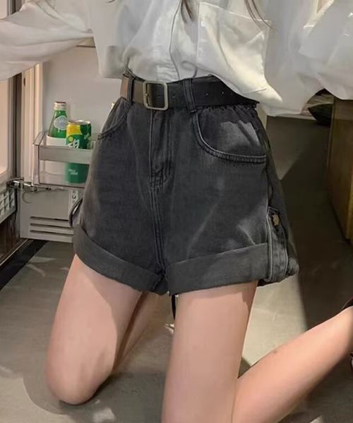meJane(ミージェーン)の「ロープアップ デニムショートパンツ(デニムパンツ・レディース・ブルー/ブラック・L/M/S)」の10枚目の写真