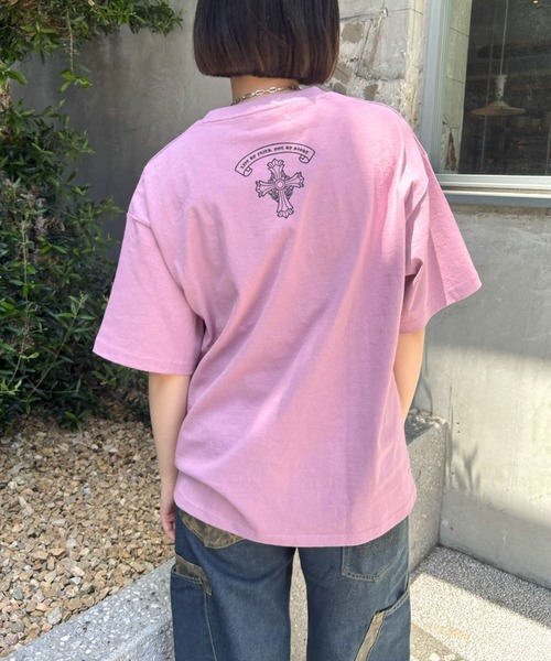 LAC-VERT（ラック・ヴェール）の「クロスプリントＴシャツ（Tシャツ/カットソー・レディース・ホワイト/ブラック/ピンク・FREE）」の16枚目の写真