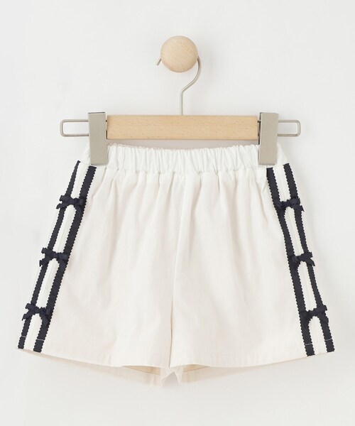 SHOO・LA・RUE(シューラルー)の「【100-130cm】サイドラインショートパンツ(その他パンツ・キッズ・ネイビー/オフホワイト・10/12/11/13)」の1枚目の写真