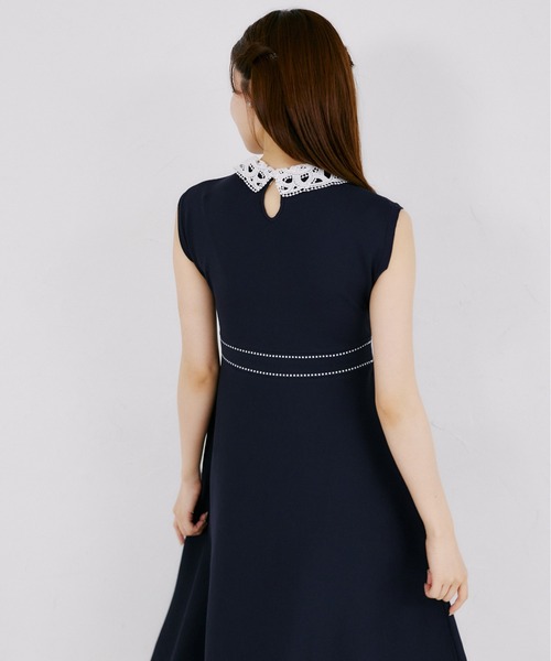 tocco closet（トッコ　クローゼット）の「２ＷＡＹレース襟付き配色ライン入りニットワンピース（ワンピース・レディース・ブラック/ラベンダー/ネイビー・M）」の20枚目の写真