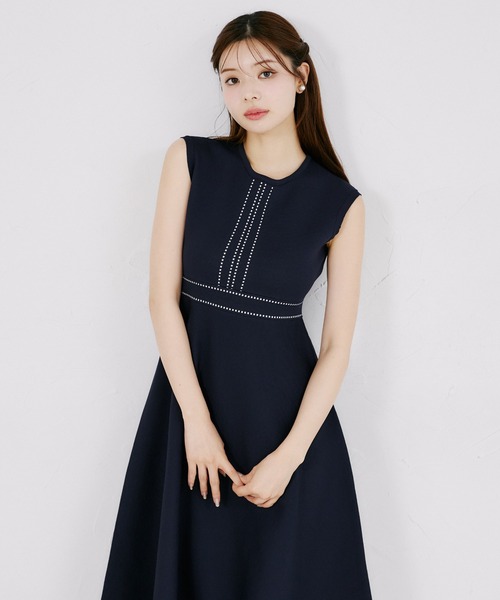 tocco closet（トッコ　クローゼット）の「２ＷＡＹレース襟付き配色ライン入りニットワンピース（ワンピース・レディース・ブラック/ラベンダー/ネイビー・M）」の22枚目の写真