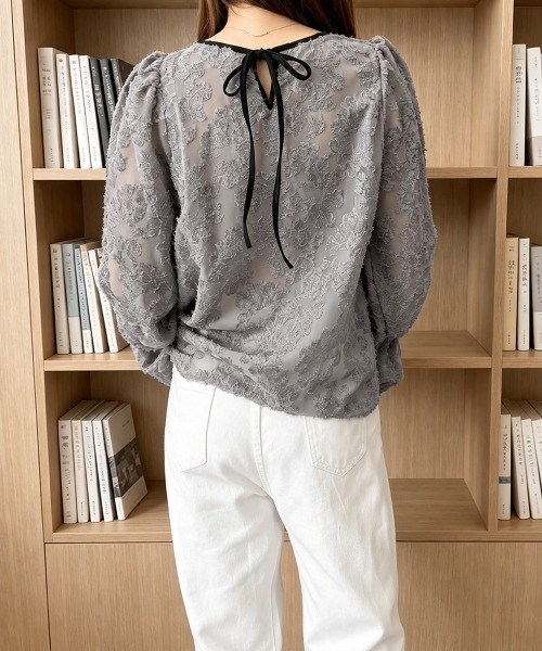 Miniministore(ミニミニストア)の「シアージャガードブラウスぽわん袖 韓国風(シャツ/ブラウス・レディース・グレー/アイボリー/ブラック・FREE)」の10枚目の写真