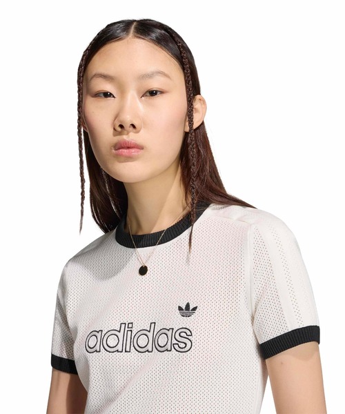 adidas（アディダス）の「adidas MESH CALI TEE / アディダス メッシュ カリ Tシャツ（Tシャツ/カットソー・レディース・ホワイト・L/M/S）」の2枚目の写真