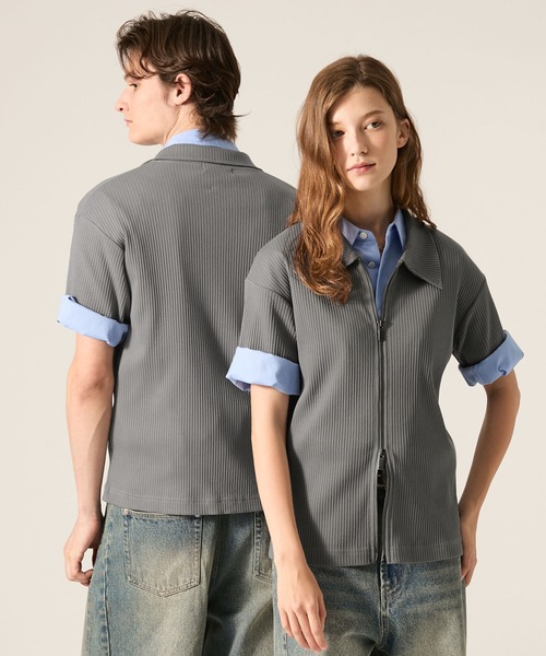 CLEL(クレイル)の「【CLEL】Giza Cotton Zip Rib T-Shirt / ギザコットン ジップリブTシャツ(Tシャツ/カットソー・メンズ・ネイビー/ブラック/グレー・XS/L/M/S)」の7枚目の写真