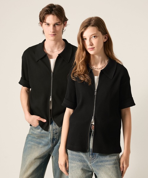 CLEL(クレイル)の「【CLEL】Giza Cotton Zip Rib T-Shirt / ギザコットン ジップリブTシャツ(Tシャツ/カットソー・メンズ・ネイビー/ブラック/グレー・XS/L/M/S)」の21枚目の写真