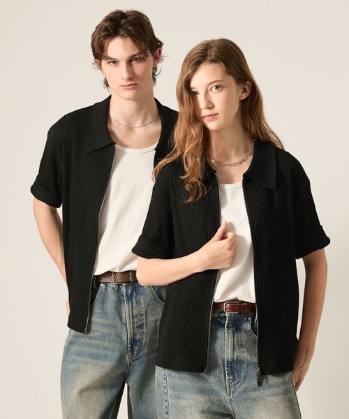 CLEL(クレイル)の「【CLEL】Giza Cotton Zip Rib T-Shirt / ギザコットン ジップリブTシャツ(Tシャツ/カットソー・メンズ・ネイビー/ブラック/グレー・XS/L/M/S)」の22枚目の写真