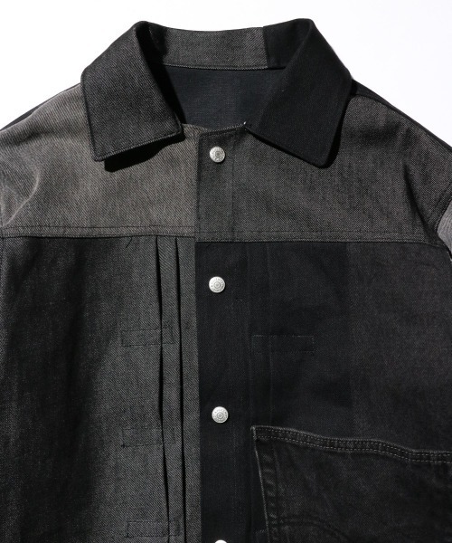 C.E.L.STORE（セルストア）の「THRIFTY LOOK / スリフティールック LEVI'S PLEATS JACKET リーバイス リメイク プリーツジャケット（ブルゾン・メンズ・ブラック・ONE SIZE）」の5枚目の写真
